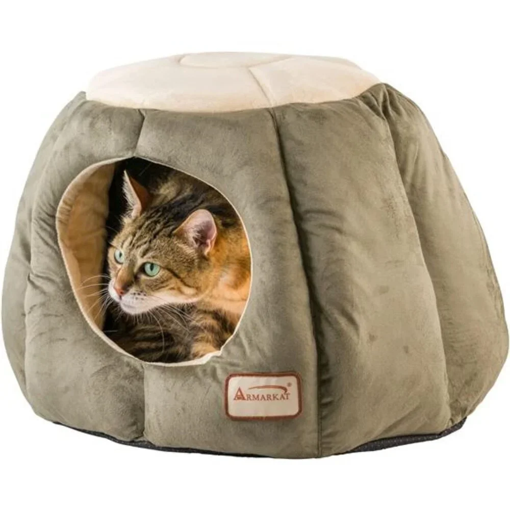 Soft Cat Bed Velvet Plush Waterproof Skid Free Extra Thick Cozy Machine Washable